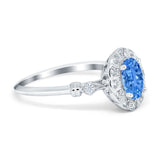 Art Deco Engagement Ring Oval Simulated Cubic Zirconia 925 Sterling Silver