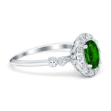 Art Deco Engagement Ring Oval Simulated Cubic Zirconia 925 Sterling Silver
