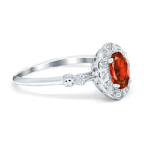 Art Deco Engagement Ring Oval Simulated Cubic Zirconia 925 Sterling Silver