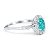 Art Deco Engagement Ring Oval Simulated Cubic Zirconia 925 Sterling Silver