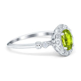 Art Deco Engagement Ring Oval Simulated Cubic Zirconia 925 Sterling Silver