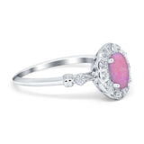 Art Deco Engagement Ring Oval Simulated Cubic Zirconia 925 Sterling Silver