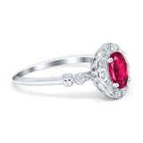 Art Deco Engagement Ring Oval Simulated Cubic Zirconia 925 Sterling Silver