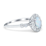 Art Deco Engagement Ring Oval Simulated Cubic Zirconia 925 Sterling Silver