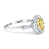 Art Deco Engagement Ring Oval Simulated Cubic Zirconia 925 Sterling Silver