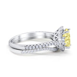 Oval Two Piece Halo Round Simulated Cubic Zirconia Ring 925 Sterling Silver