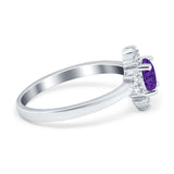 Art Deco Halo Engagement Ring Round Simulated Cubic Zirconia 925 Sterling Silver