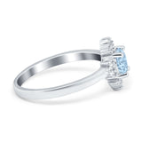 Art Deco Halo Engagement Ring Round Simulated Cubic Zirconia 925 Sterling Silver