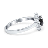 Art Deco Halo Engagement Ring Round Simulated Cubic Zirconia 925 Sterling Silver
