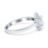 Art Deco Halo Engagement Ring Round Simulated Cubic Zirconia 925 Sterling Silver