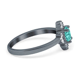 Art Deco Halo Engagement Ring Round Simulated Cubic Zirconia 925 Sterling Silver