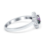 Art Deco Halo Engagement Ring Round Simulated Cubic Zirconia 925 Sterling Silver