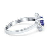 Art Deco Halo Engagement Ring Round Simulated Cubic Zirconia 925 Sterling Silver