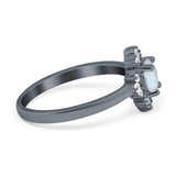 Art Deco Halo Engagement Ring Round Simulated Cubic Zirconia 925 Sterling Silver