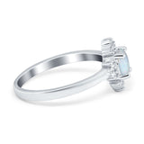 Art Deco Halo Engagement Ring Round Simulated Cubic Zirconia 925 Sterling Silver