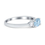 Three Stone Oval Engagement Ring Simulated Cubic Zirconia 925 Sterling Silver