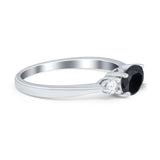 Three Stone Oval Engagement Ring Simulated Cubic Zirconia 925 Sterling Silver