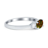 Three Stone Oval Engagement Ring Simulated Cubic Zirconia 925 Sterling Silver