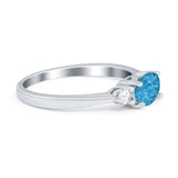 Three Stone Oval Engagement Ring Simulated Cubic Zirconia 925 Sterling Silver