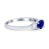 Three Stone Oval Engagement Ring Simulated Cubic Zirconia 925 Sterling Silver