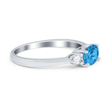 Three Stone Oval Engagement Ring Simulated Cubic Zirconia 925 Sterling Silver