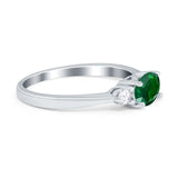 Three Stone Oval Engagement Ring Simulated Cubic Zirconia 925 Sterling Silver