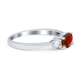 Three Stone Oval Engagement Ring Simulated Cubic Zirconia 925 Sterling Silver