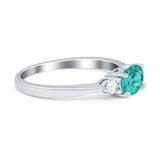 Three Stone Oval Engagement Ring Simulated Cubic Zirconia 925 Sterling Silver