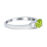 Three Stone Oval Engagement Ring Simulated Cubic Zirconia 925 Sterling Silver