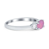 Three Stone Oval Engagement Ring Simulated Cubic Zirconia 925 Sterling Silver