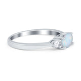 Three Stone Oval Engagement Ring Simulated Cubic Zirconia 925 Sterling Silver