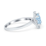 Halo Style Oval Engagement Ring Simulated Cubic Zirconia 925 Sterling Silver