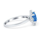 Halo Style Oval Engagement Ring Simulated Cubic Zirconia 925 Sterling Silver