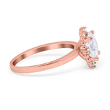 Halo Style Oval Engagement Ring Simulated Cubic Zirconia 925 Sterling Silver
