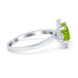 Halo Style Oval Engagement Ring Simulated Cubic Zirconia 925 Sterling Silver