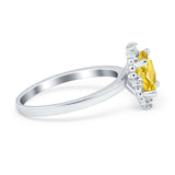 Halo Style Oval Engagement Ring Simulated Cubic Zirconia 925 Sterling Silver