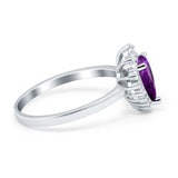Halo Teardrop Pear Wedding Ring Simulated Cubic Zirconia 925 Sterling Silver
