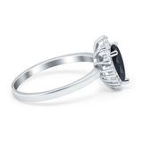 Halo Teardrop Pear Wedding Ring Simulated Cubic Zirconia 925 Sterling Silver