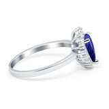 Halo Teardrop Pear Wedding Ring Simulated Cubic Zirconia 925 Sterling Silver