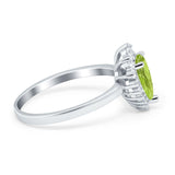Halo Teardrop Pear Wedding Ring Simulated Cubic Zirconia 925 Sterling Silver