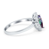 Halo Teardrop Pear Wedding Ring Simulated Cubic Zirconia 925 Sterling Silver