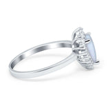 Halo Teardrop Pear Wedding Ring Simulated Cubic Zirconia 925 Sterling Silver