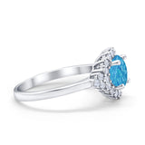 Halo Vintage Engagement Ring Round Simulated Cubic Zirconia 925 Sterling Silver