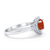 Halo Vintage Engagement Ring Round Simulated Cubic Zirconia 925 Sterling Silver