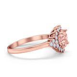 Halo Vintage Engagement Ring Round Simulated Cubic Zirconia 925 Sterling Silver