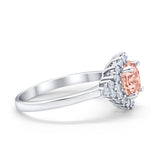 Halo Vintage Engagement Ring Round Simulated Cubic Zirconia 925 Sterling Silver