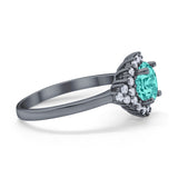 Halo Vintage Engagement Ring Round Simulated Cubic Zirconia 925 Sterling Silver