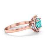 Halo Vintage Engagement Ring Round Simulated Cubic Zirconia 925 Sterling Silver