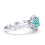 Halo Vintage Engagement Ring Round Simulated Cubic Zirconia 925 Sterling Silver