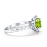 Halo Vintage Engagement Ring Round Simulated Cubic Zirconia 925 Sterling Silver